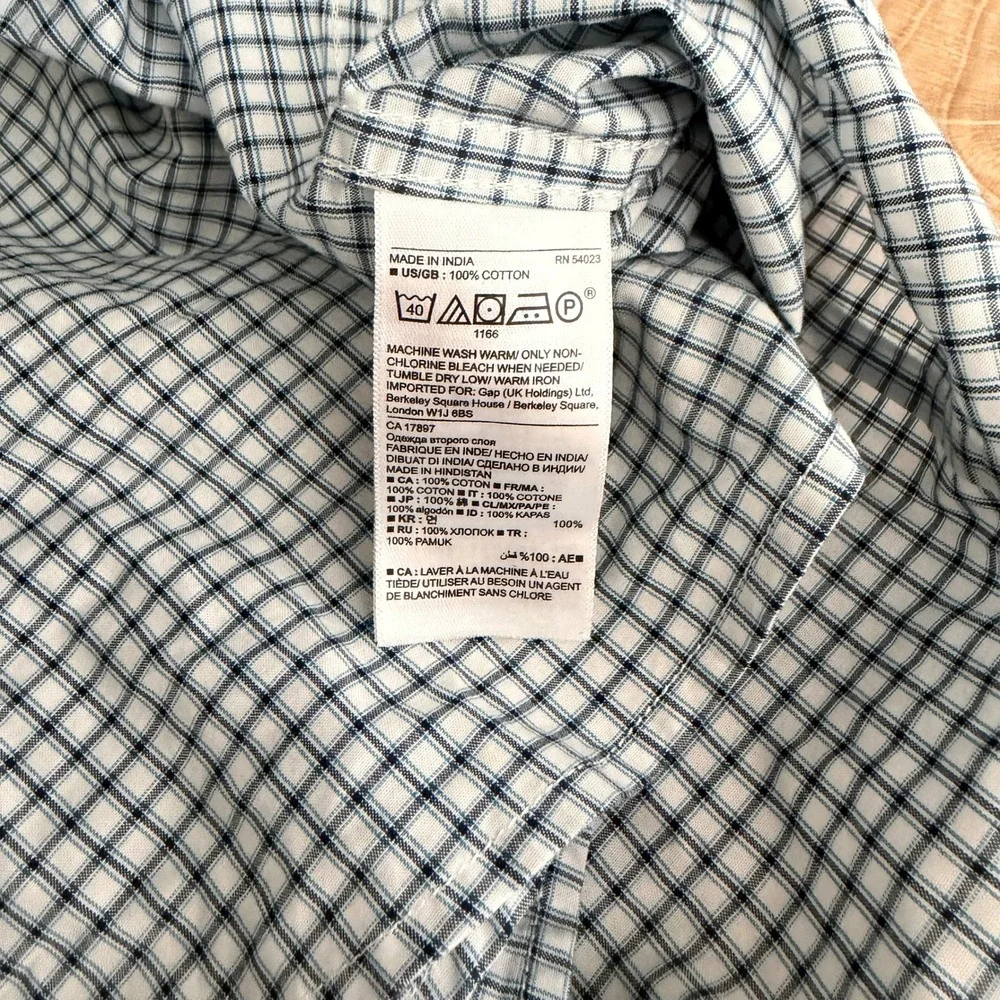Banana Republic‎ Grant Fit Shirt Button Down Mens L Custom 078 Wash Blue Check